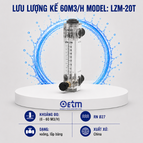 Lưu lượng kế 60M3/H Model: LZM-20T